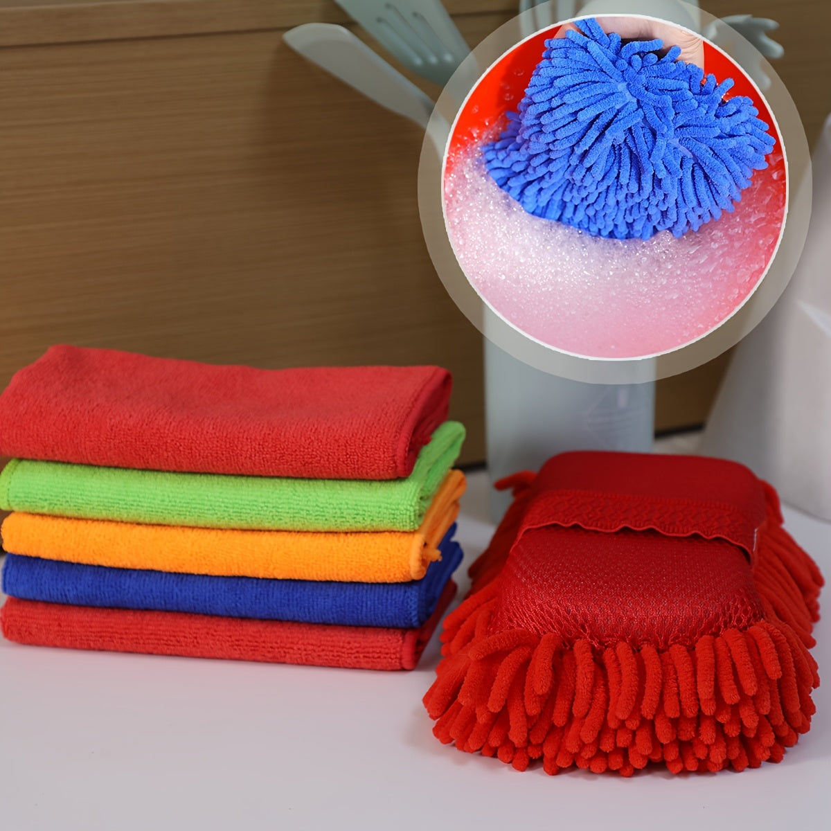 Mikrofiber bilvask sæt – svamp og håndklæder til skinnende resultater