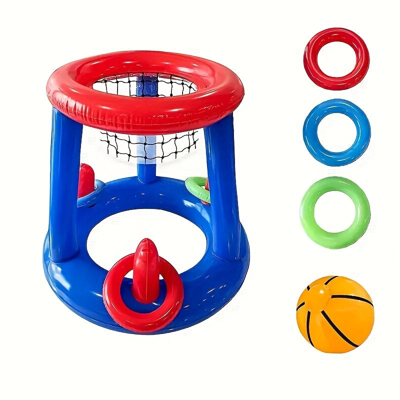 Uppblåsbart basketset för pool – Inkluderar korg, boll och ringar