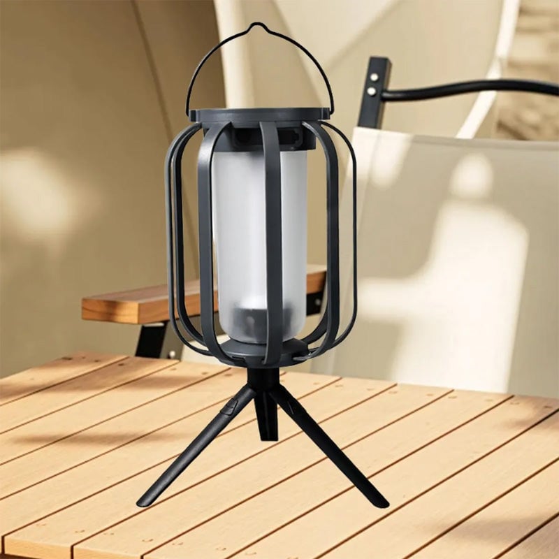 Solcelle- og USB-opladelig LED-lanterne med flammeeffekt