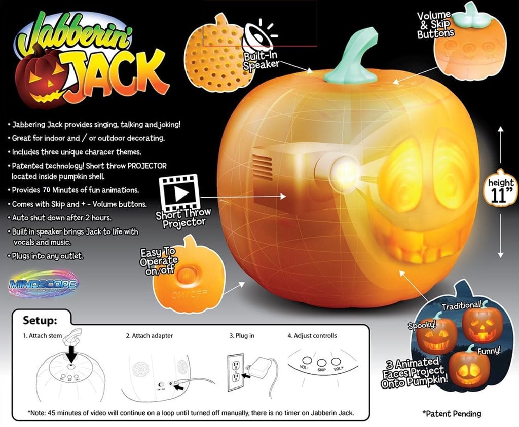 Bevægelsessensor Halloween Græskar med Animation og Projektion