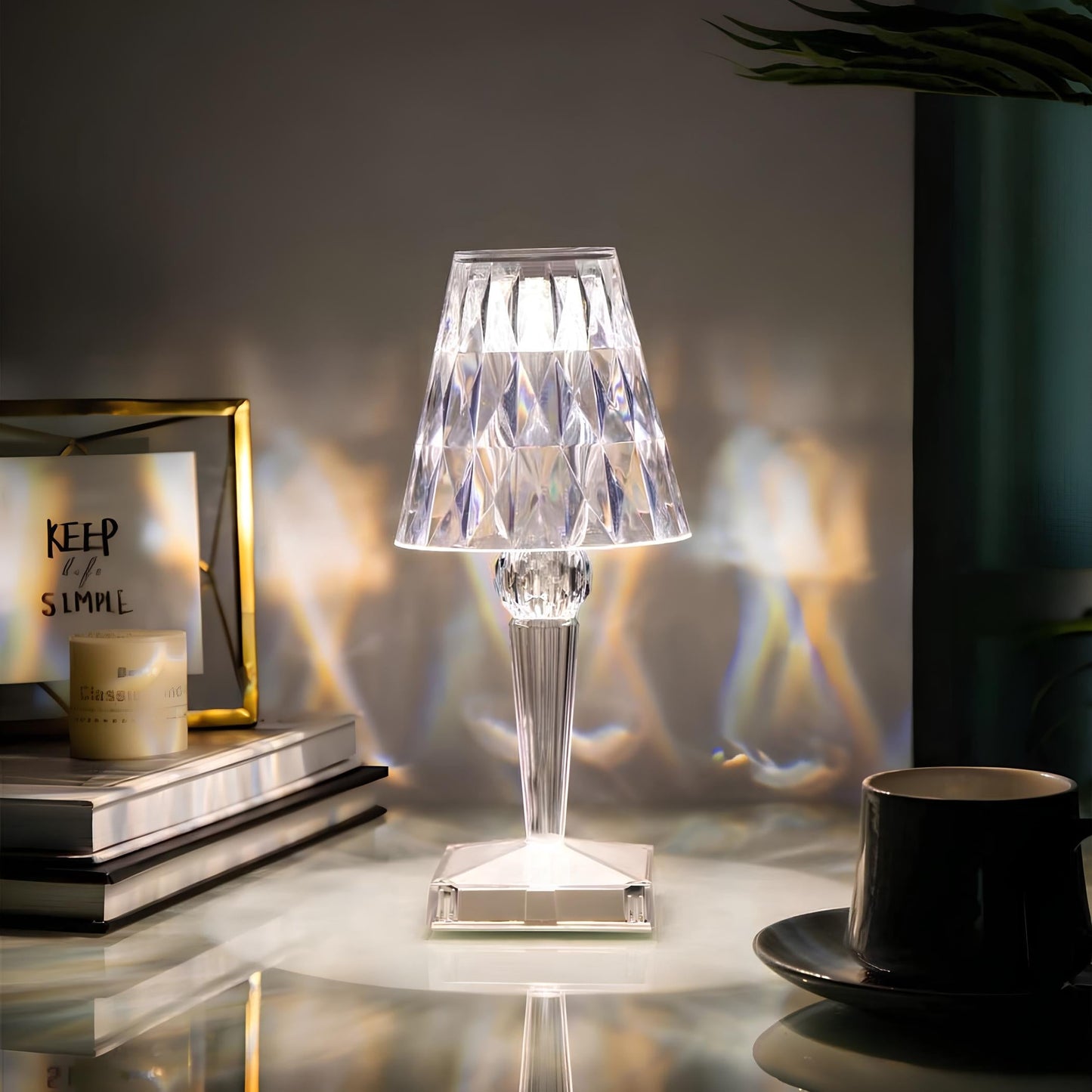 Kristalleffekt Bordslampa med Touch & Justerbart Ljus