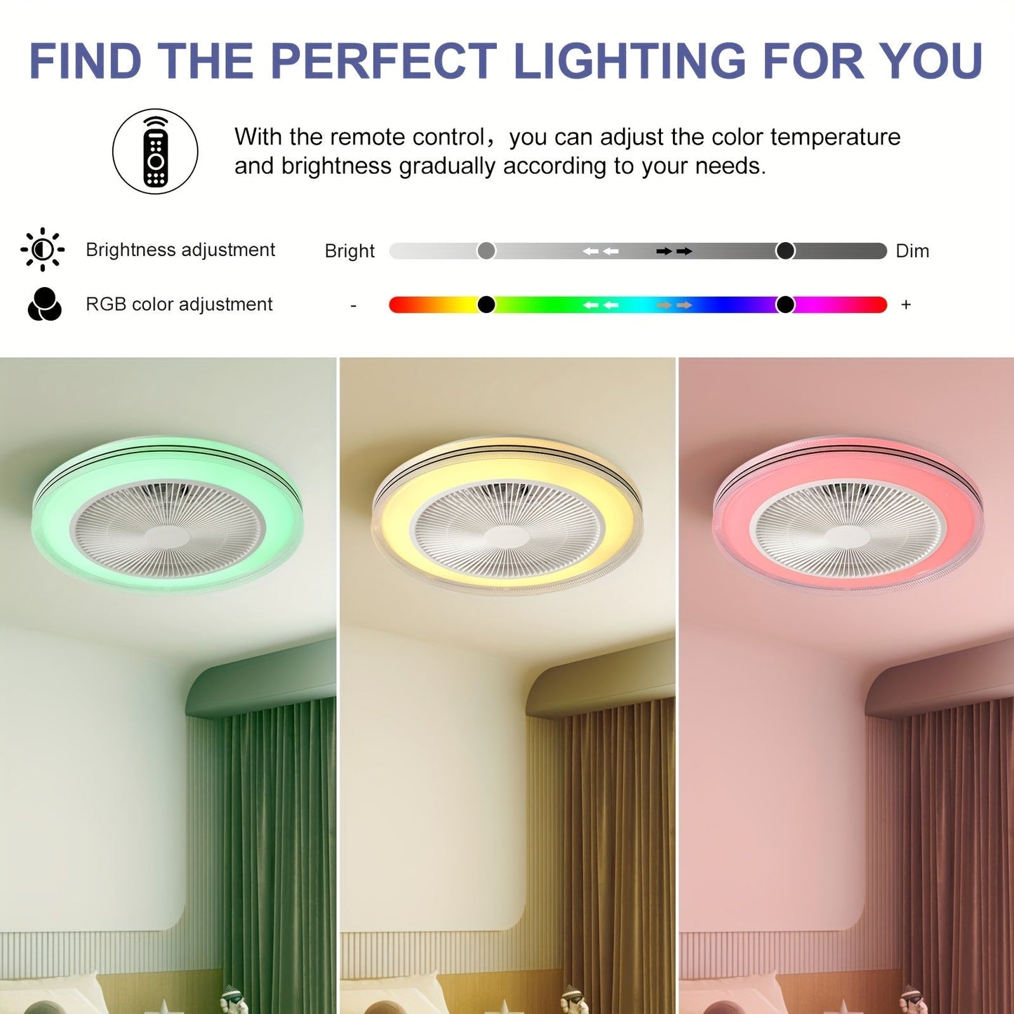 Smart Loft Ventilator med RGB-belysning – Stilfuld og Effektiv