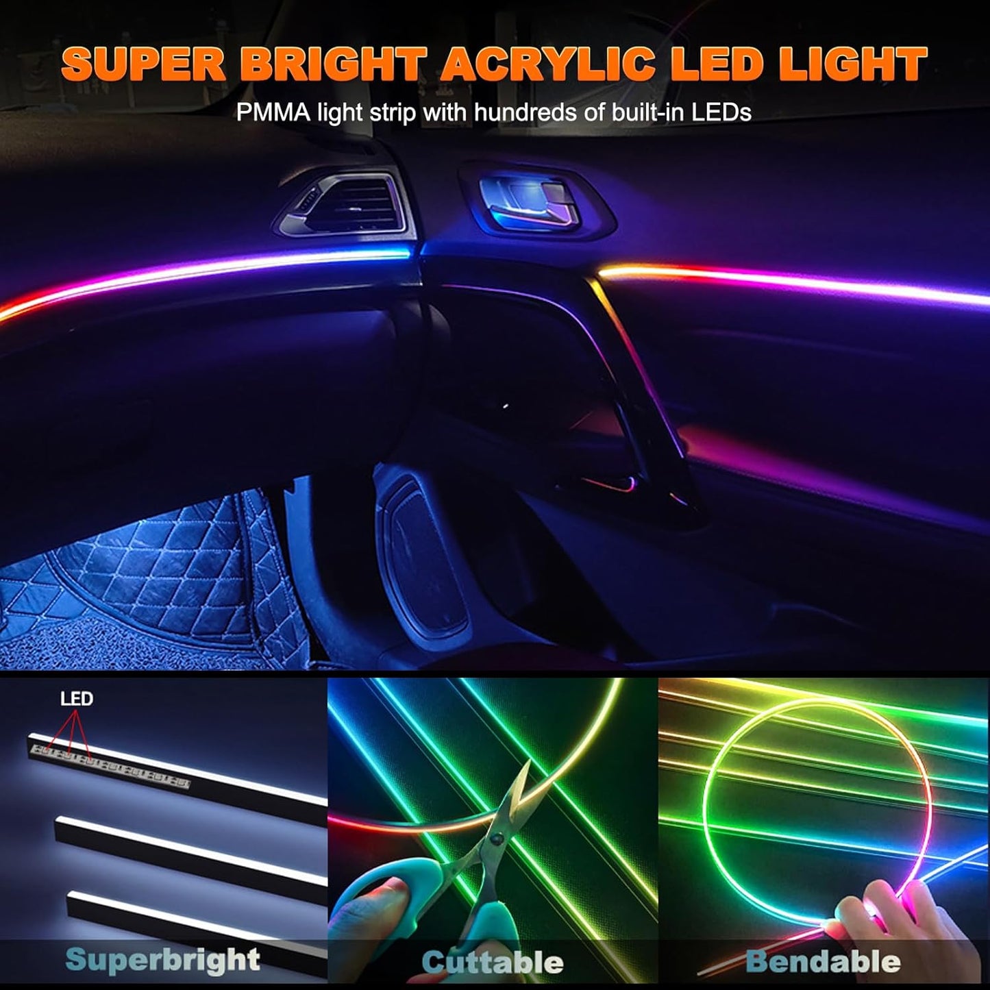 Dynamisk RGB-interiørbelysning til bilen for en farverig kørselsoplevelse