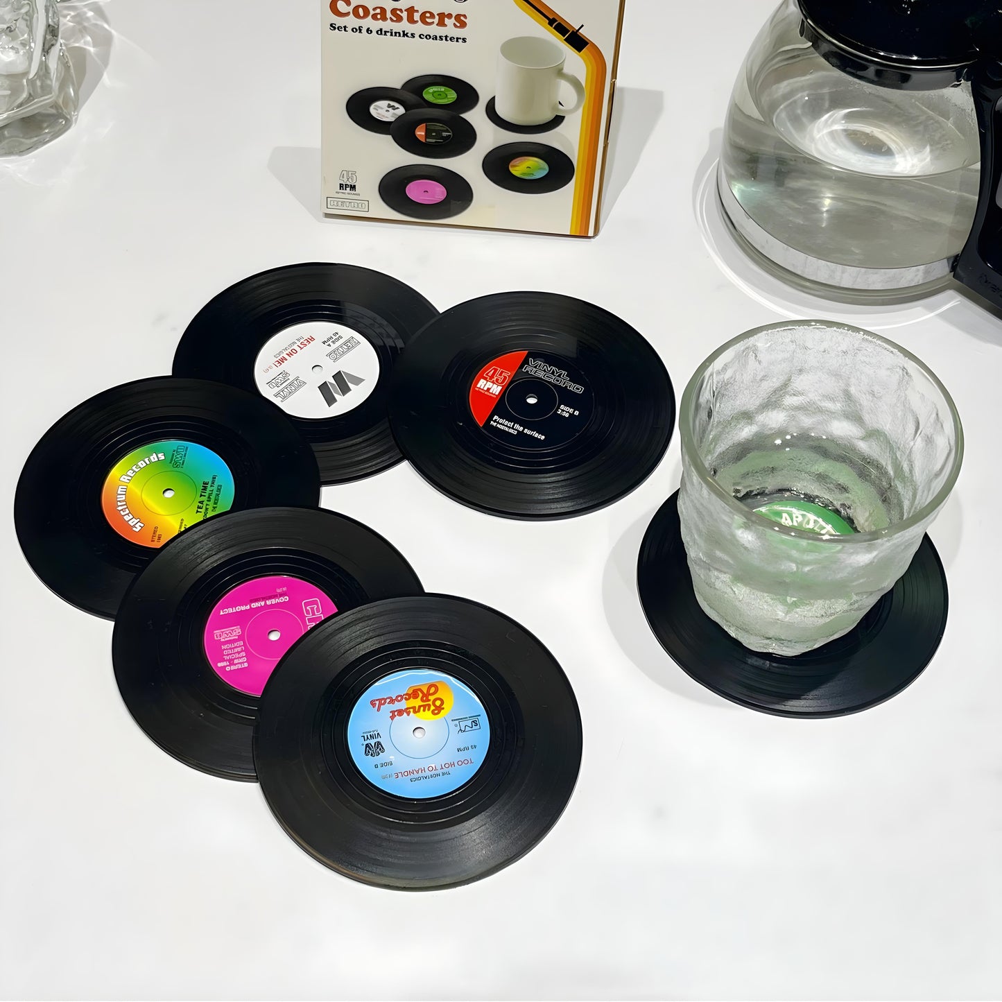 Retro Glasunderlag i Vinyl Design - Perfekt til Musikelskere
