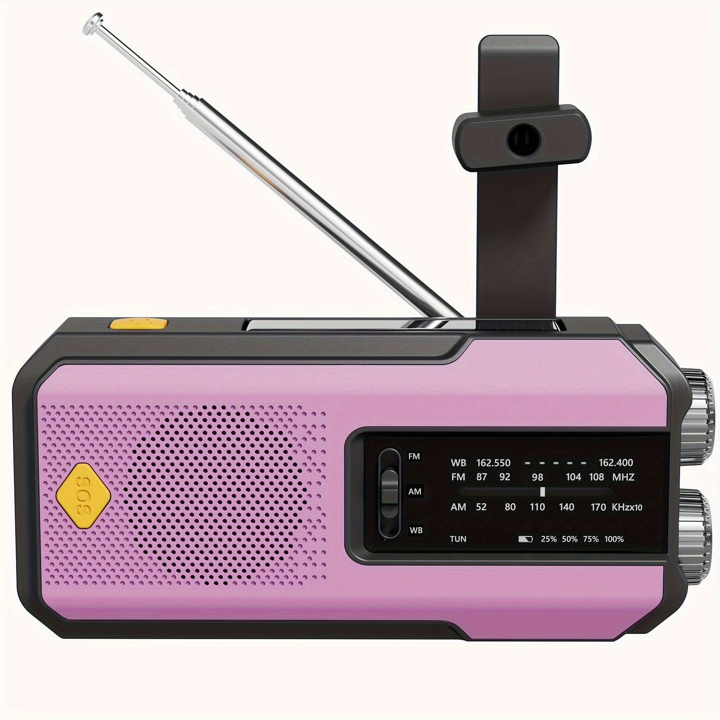 Bärbar radio med solpanel och LED-ficklampa