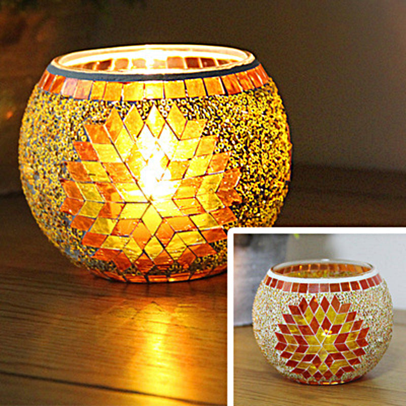 Europæisk Retro Glas Mosaik Lysestage