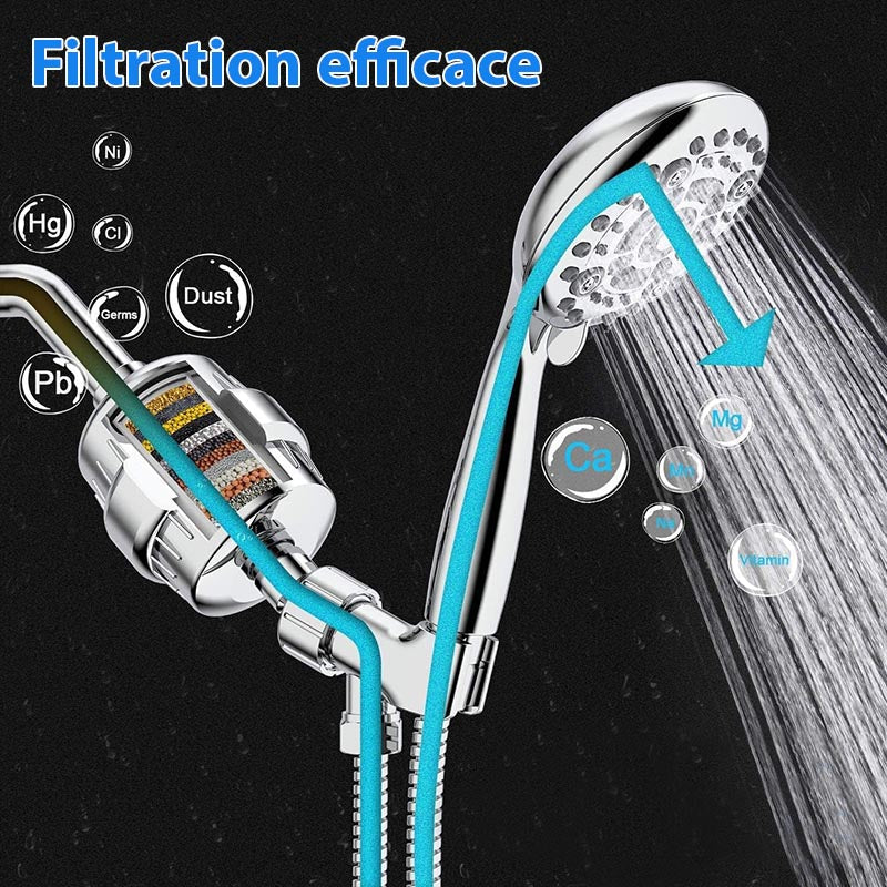 Effektiv Brusefilter mod Kalk og Klor - 3 Udskiftningspatroner