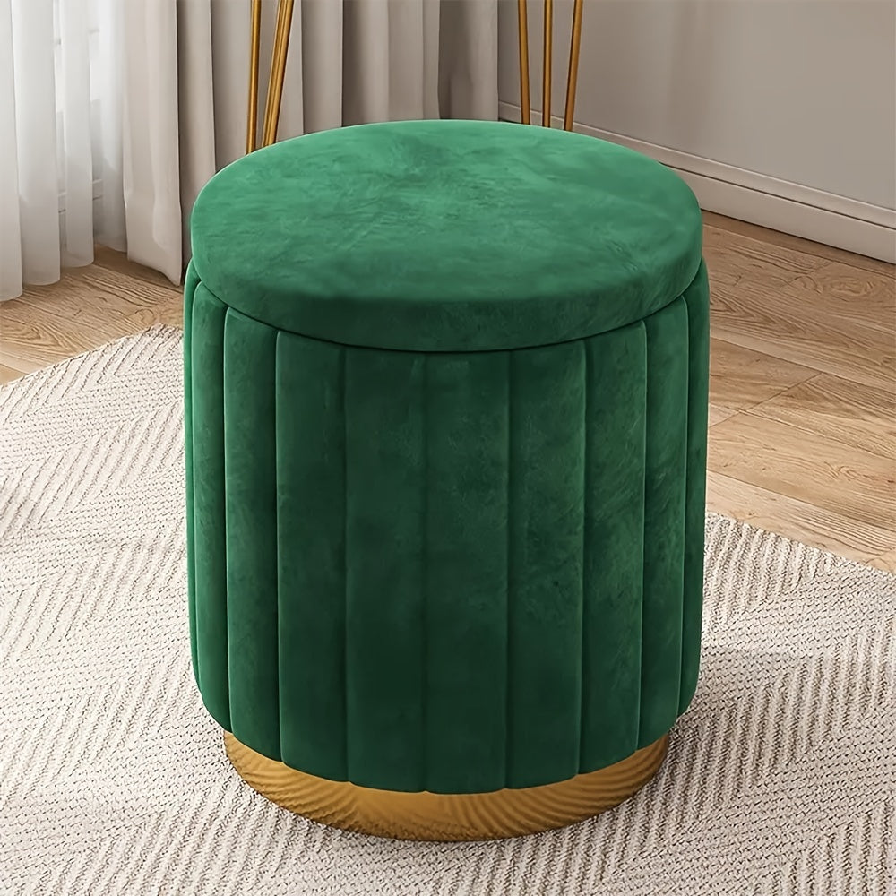 Elegant förvaringspuff med spegelfinish – Rund design