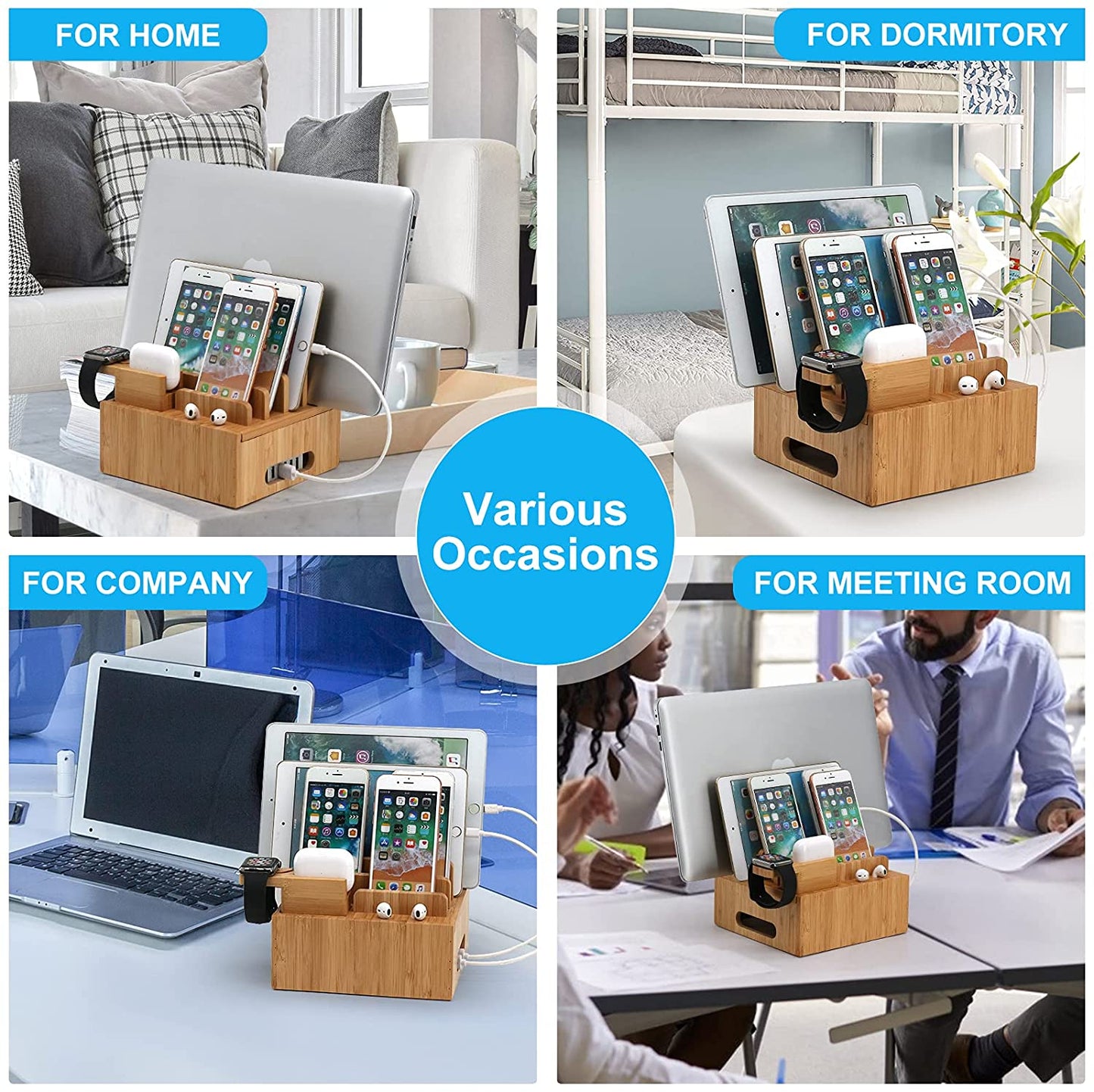 BambooCharge Hub | 5-Port USB Oplader & Organizer