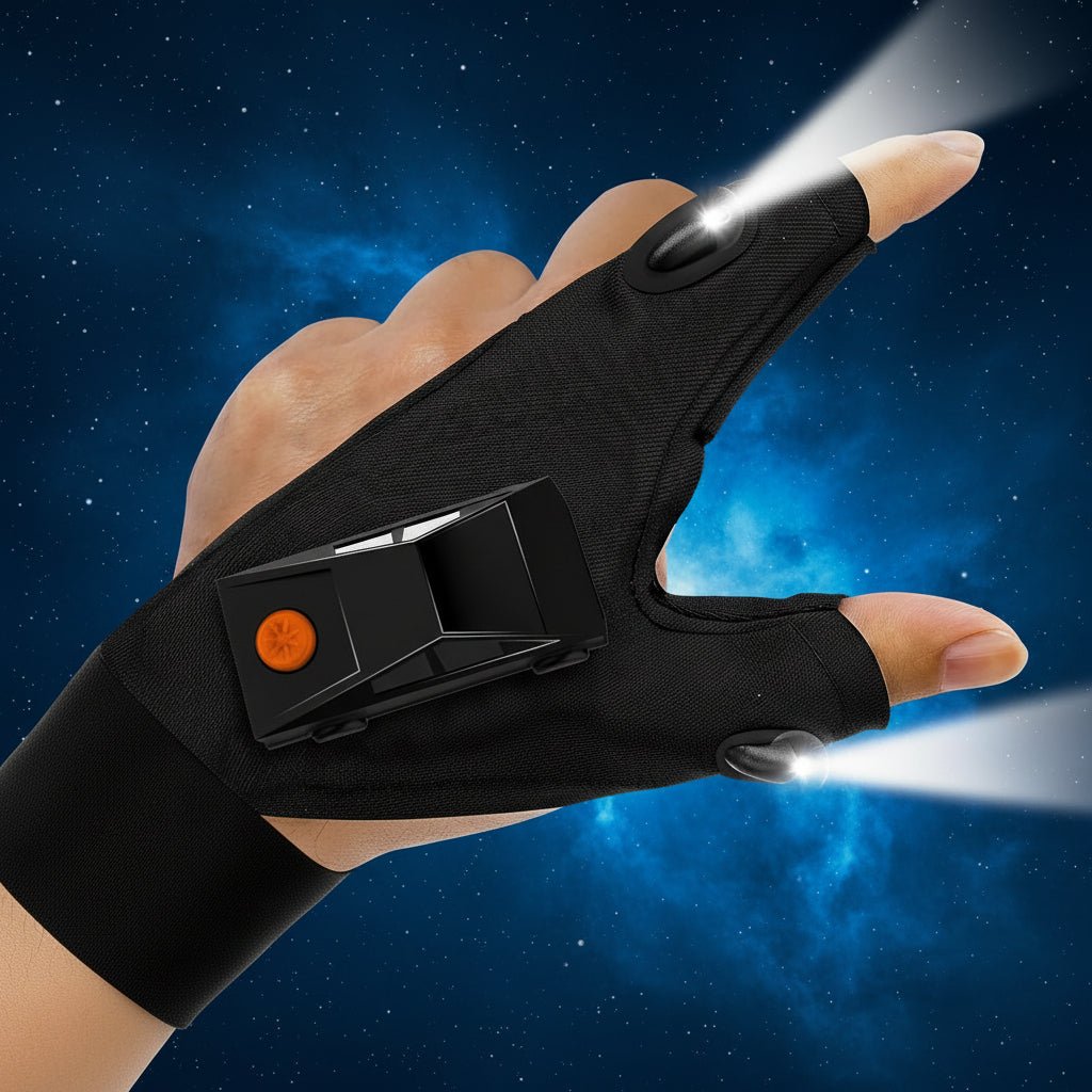 LED-handskar med utbytbara batterier – Händer fria belysning