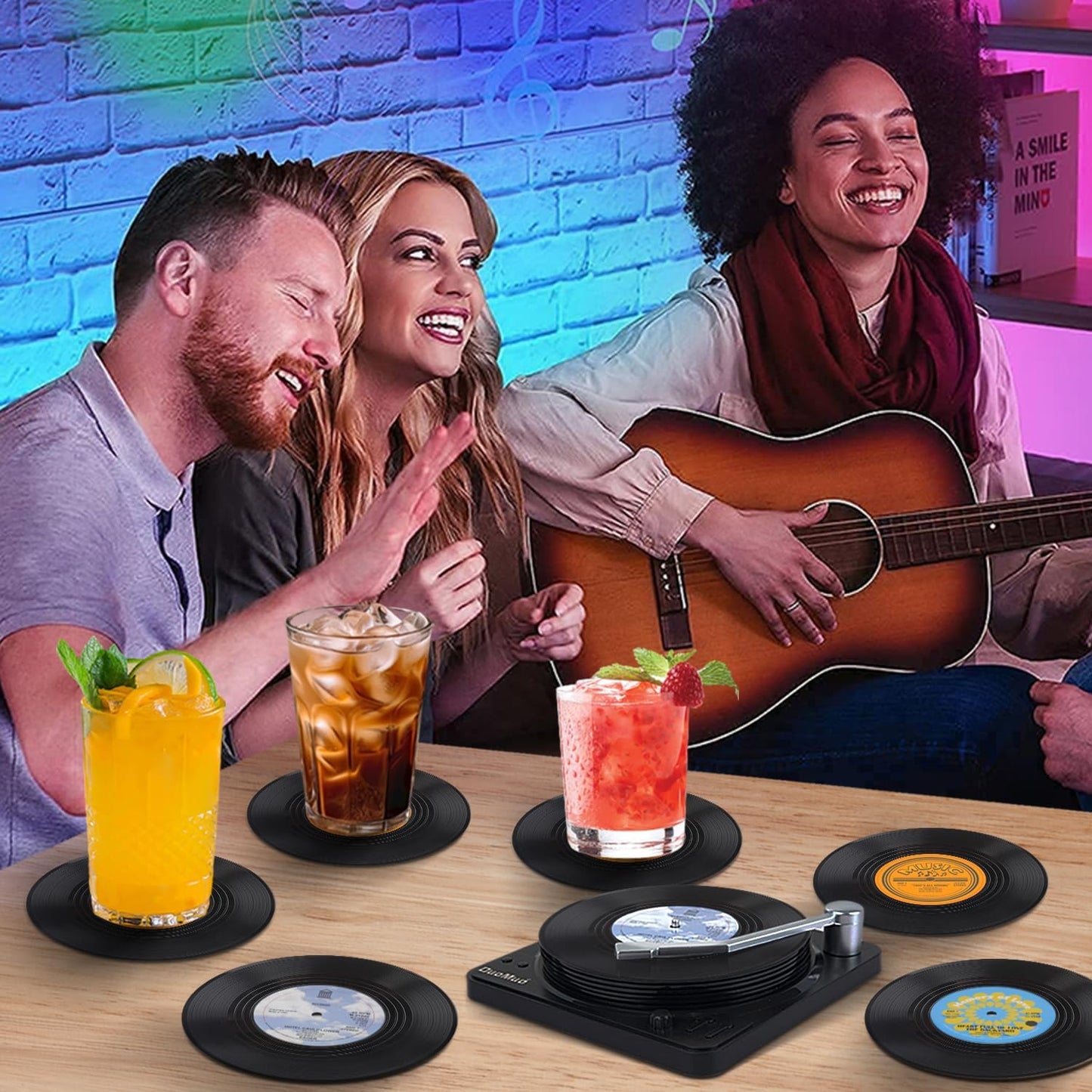 Retro Glasunderlag i Vinyl Design - Perfekt til Musikelskere