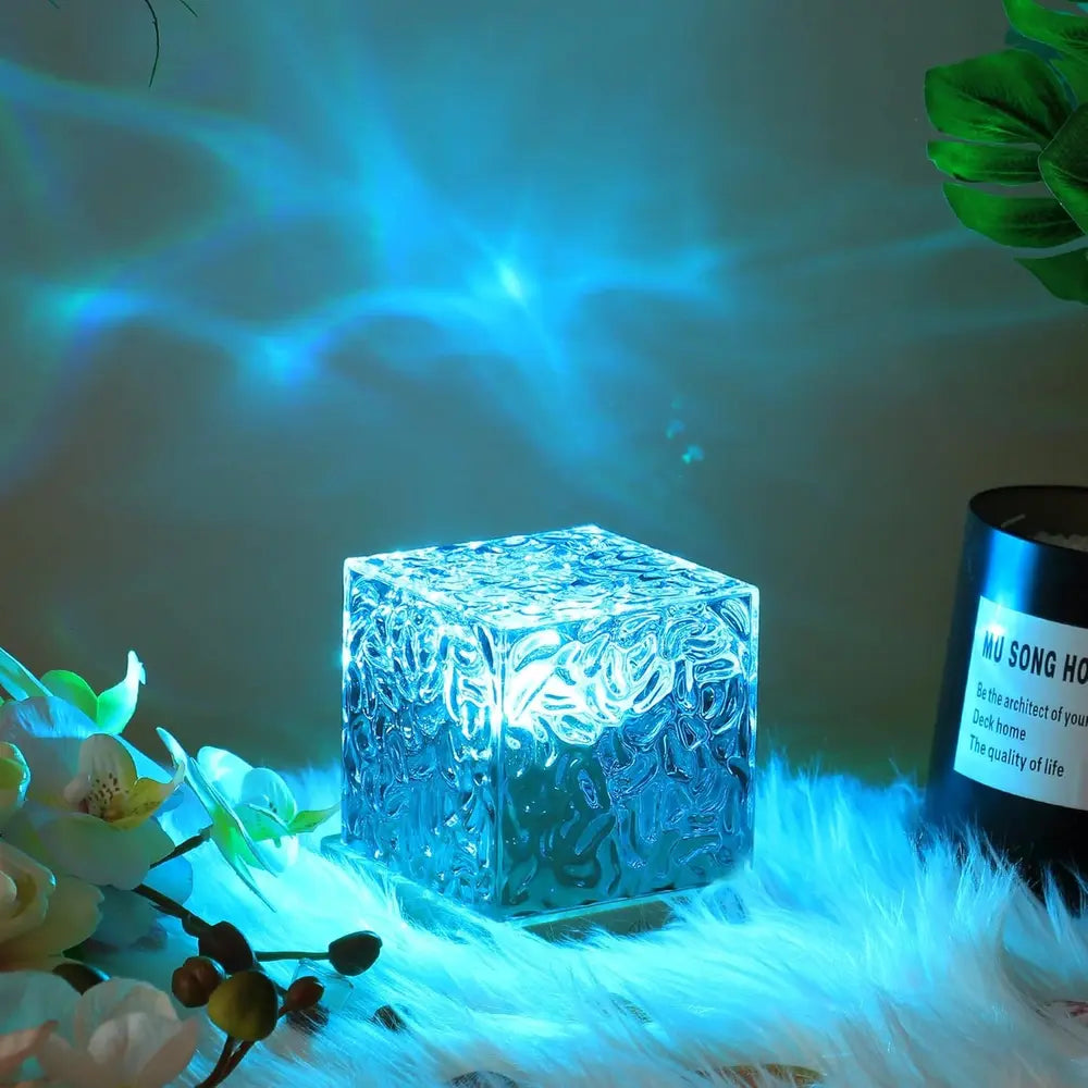 Stilren Glasbordslampa med 16 Färger och Naturlig Träbas