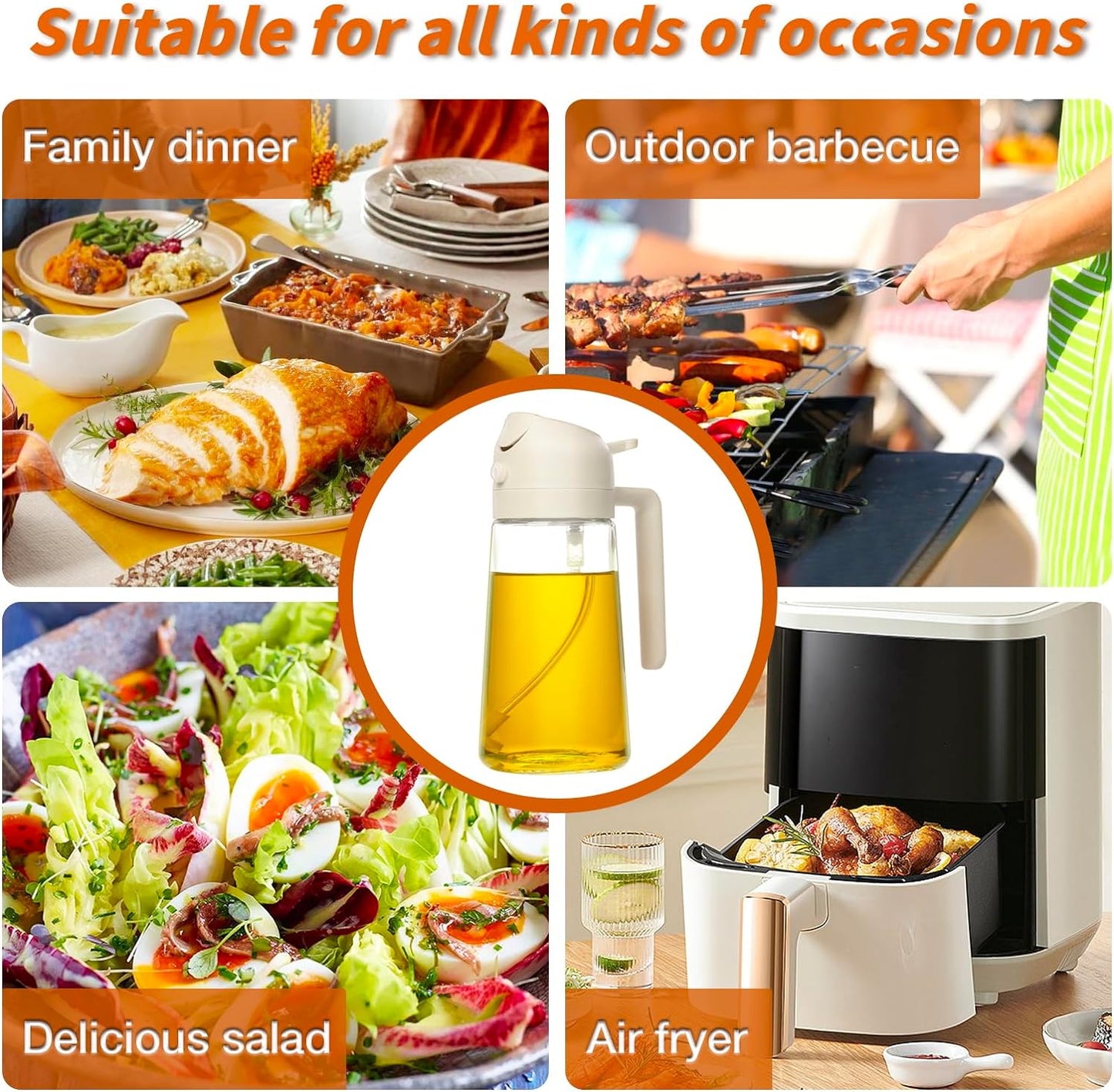 Premium olivoljespray och dispenser – 470 ml glasflaska