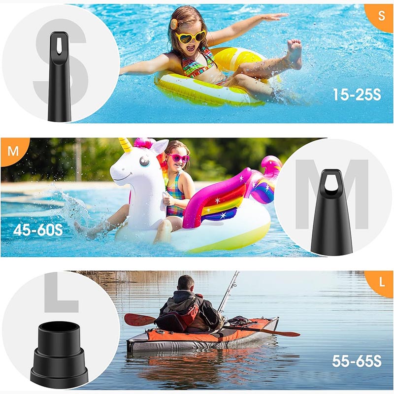 Trådløs Elektrisk Luftpumpe med Genopladelig Batteri - 3 Dyser