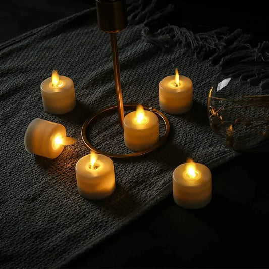 6 stycken flamlösa LED-ljus med fjärrkontroll