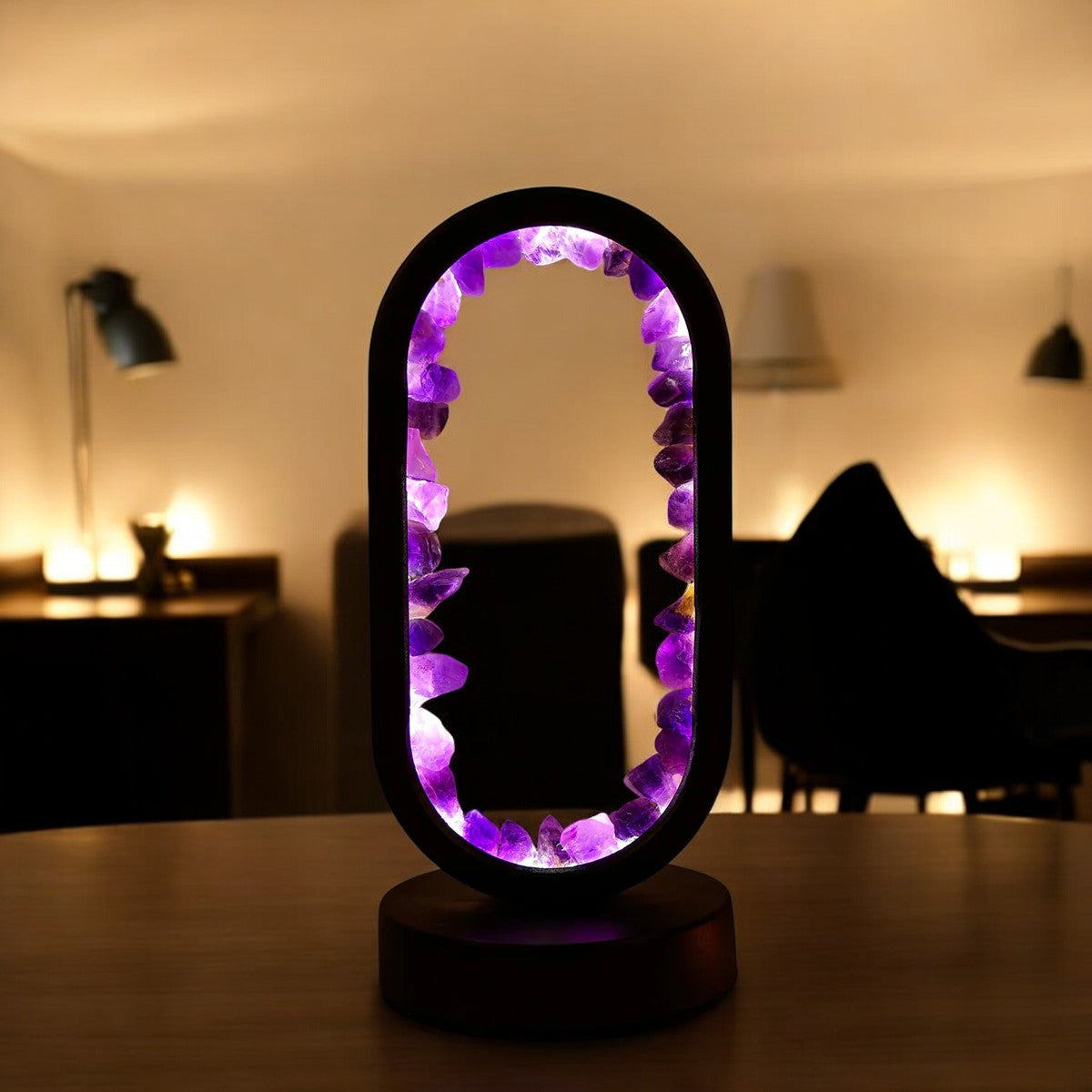 Amethyst lysormlampe med elegant design og beroligende lys