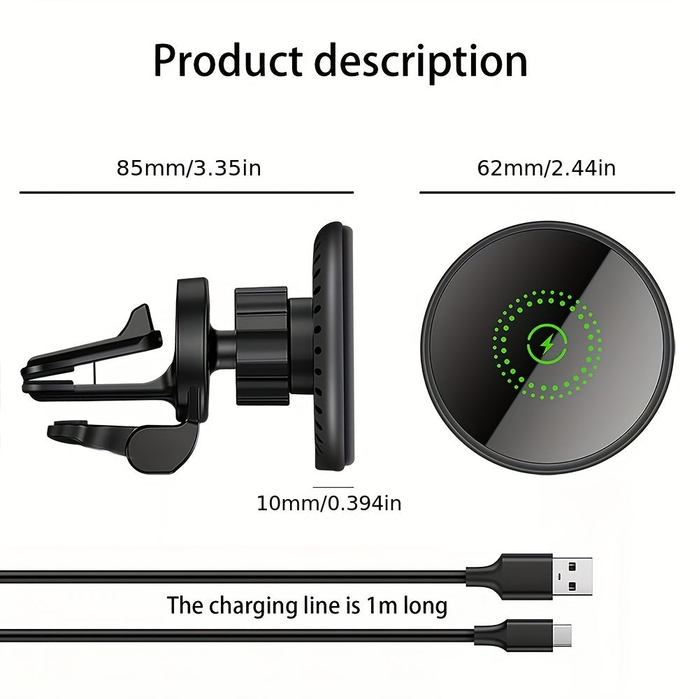 Trådløs biloplader med magnetisk telefonholder, bilmontering