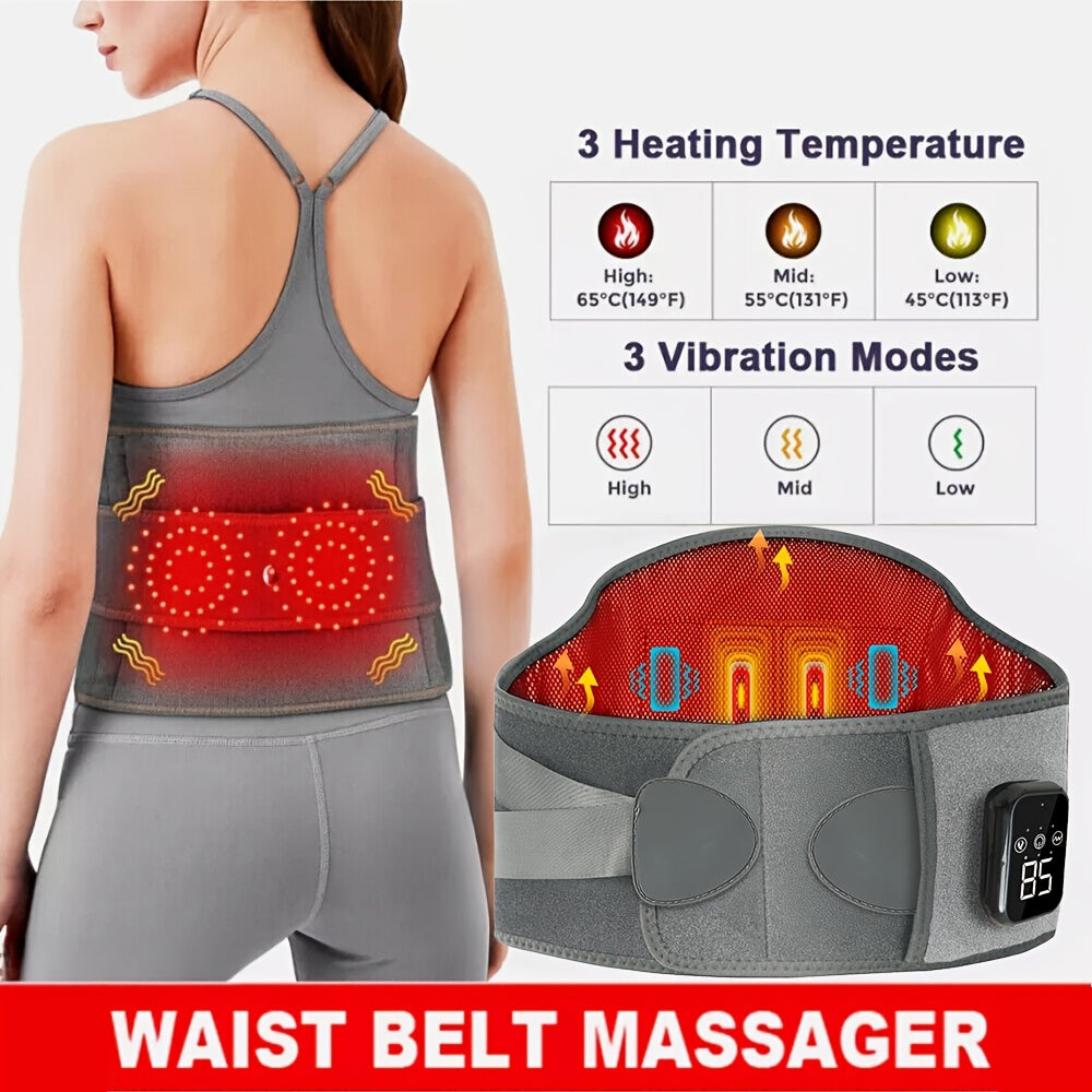 Trådlöst massagebälte med värme och vibration för rygg och midja – 3 justerbara lägen