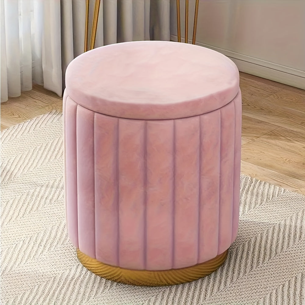 Elegant förvaringspuff med spegelfinish – Rund design