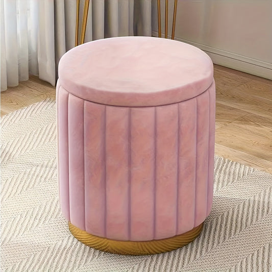 Elegant förvaringspuff med spegelfinish – Rund design
