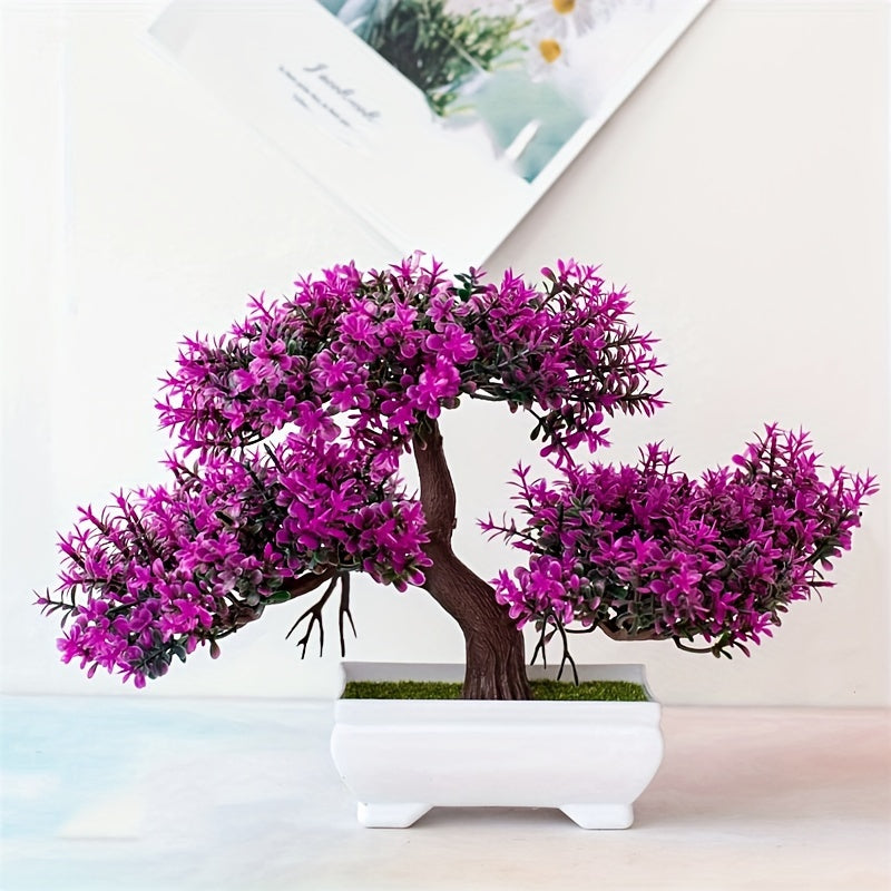 Kunstig BlomsterBonsai – Mini Bonsai med Smukke Rosa Blomster