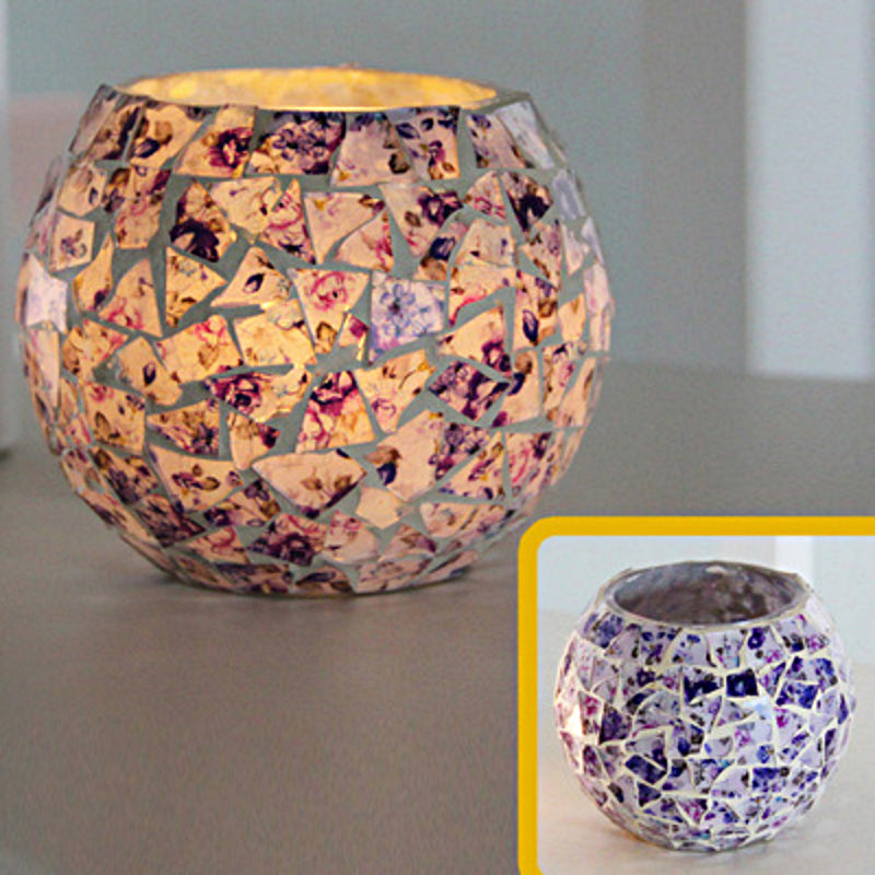 Europæisk Retro Glas Mosaik Lysestage