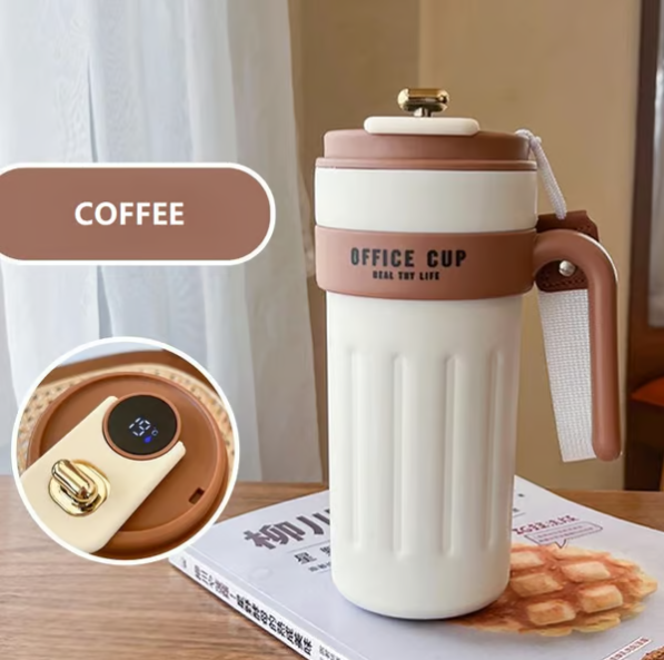Smart Kaffetermokop med LED-Temperaturdisplay, Lækagesikker