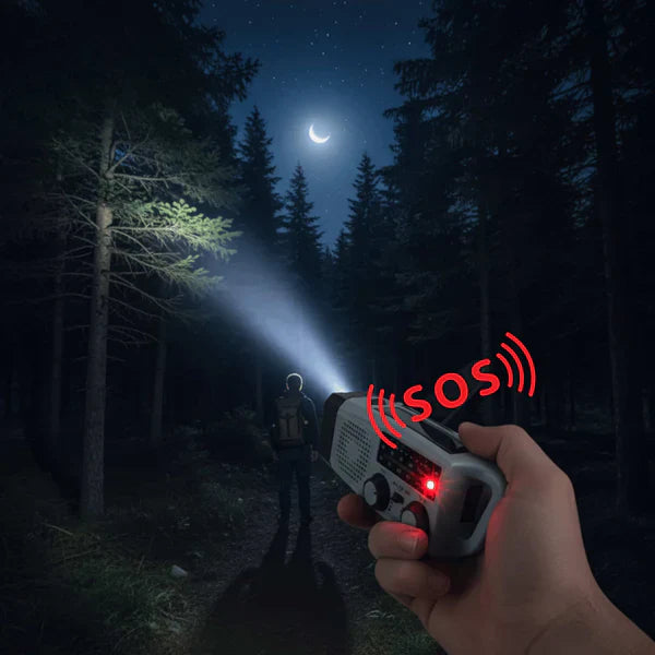 Kompakt Soldriven Nödradio med USB-laddning & LED-lampa