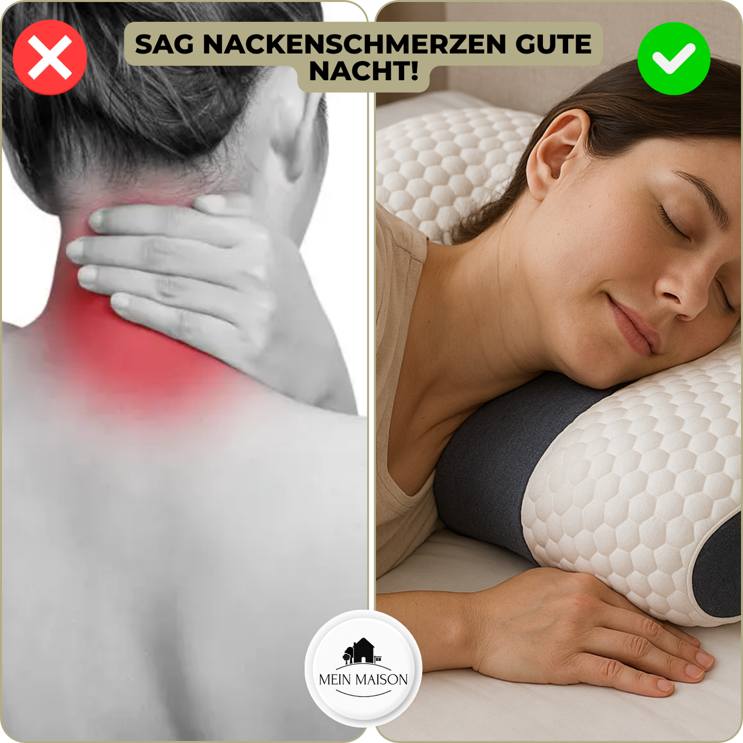 Ergonomisk nakkepude i memory skum – Åndbar konturdesign