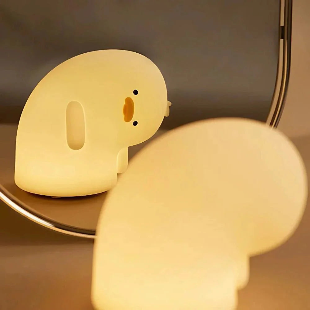 Söt Nattlampa i Silikon med Justerbar LED och Uppladdningsbar