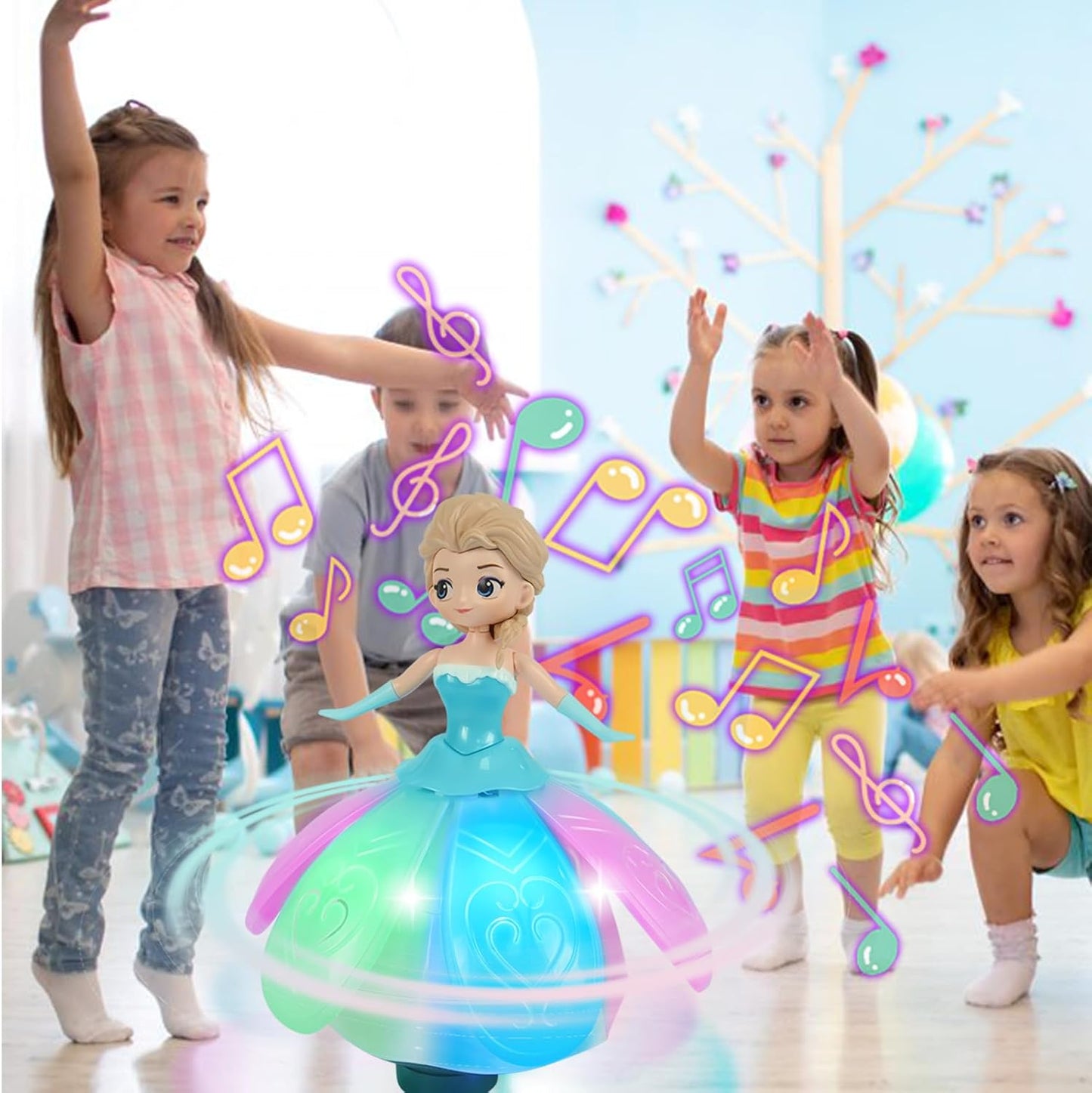 Elektrisk prinsessflicka med ljus och musik – FrostyBallet dansleksak