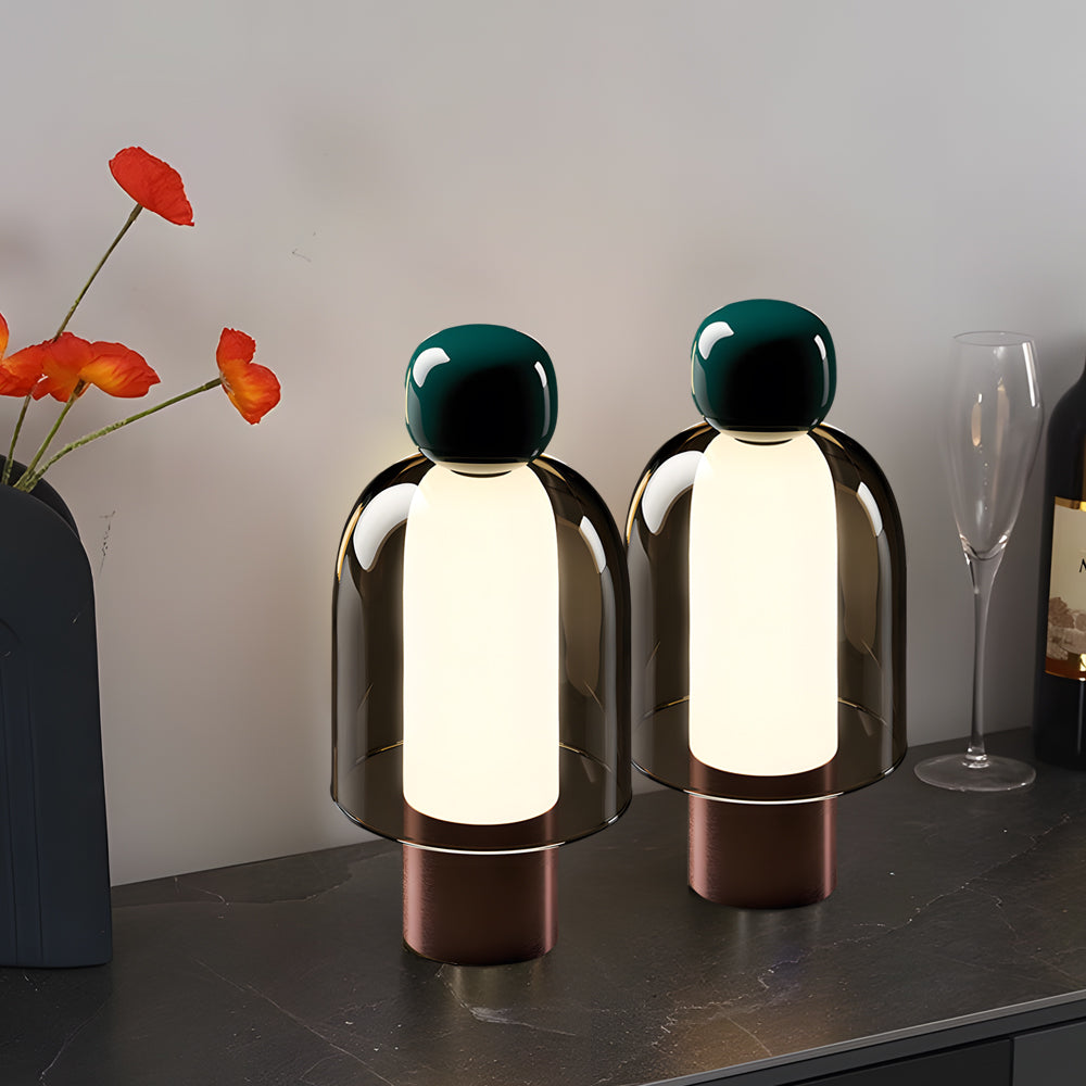Genopladelig Bordlampe i Glas med Justerbar LED-lys
