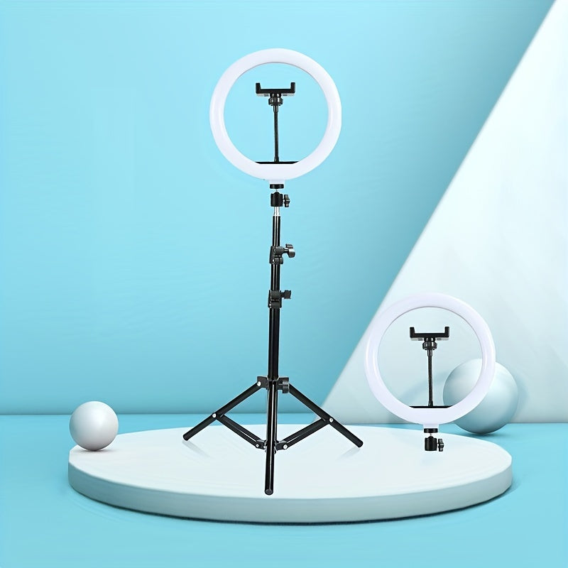 LED Ringlampa med Justerbart Stativ – Perfekt Belysning för Video