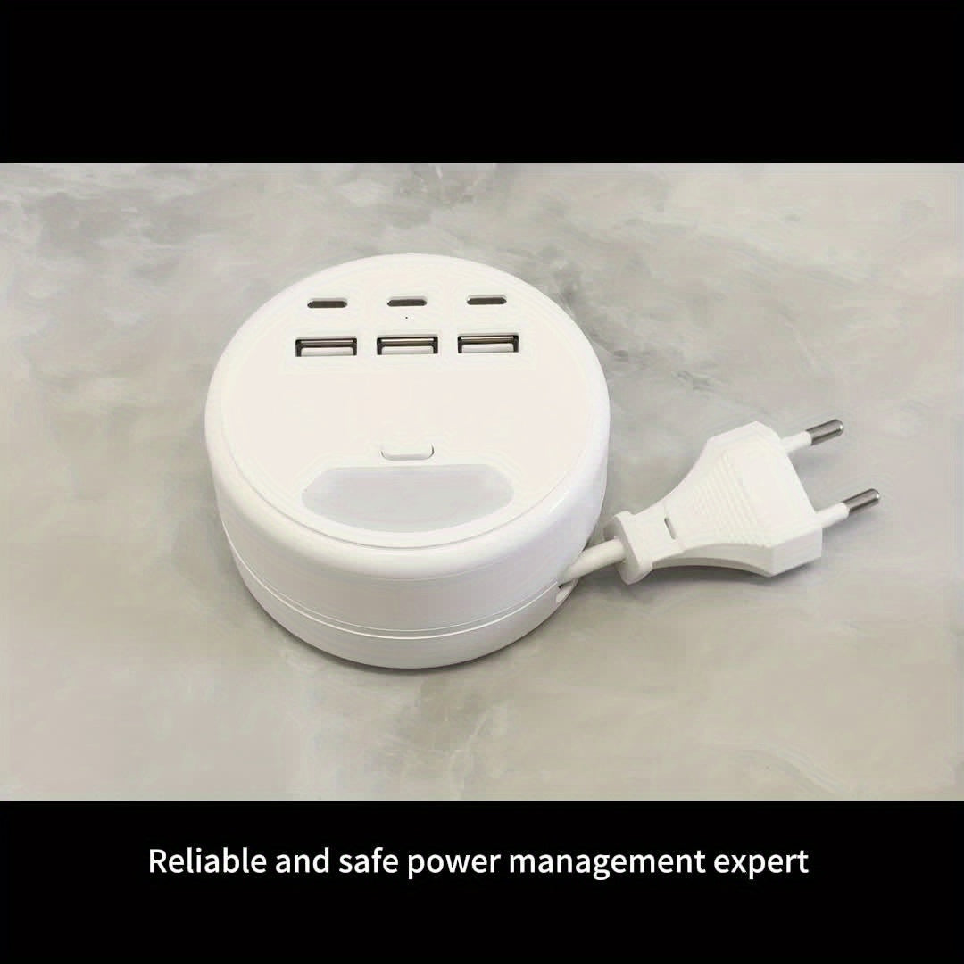Smart grenuttag med USB-laddning – 3 USB-A och 3 USB-C-portar