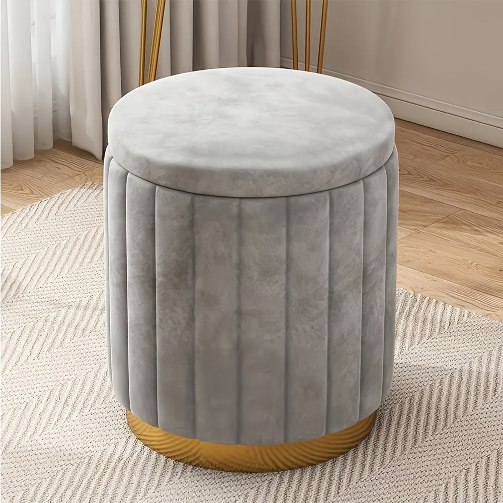 Elegant förvaringspuff med spegelfinish – Rund design