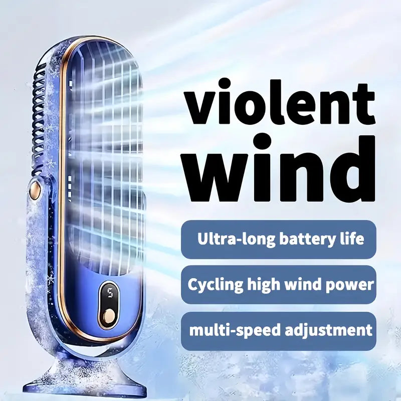 Bærbar klimaanlæg med dobbelt motor, 5 hastigheder, 720° rotation og USB-opladning