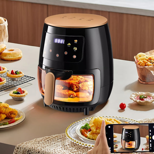 Stor digital airfryer i rostfritt stål – Sund matlagning