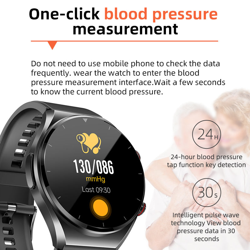 Blodsockermätning med ett klick | Blodtryck EKG | HRV Pulsmätning Smartwatch