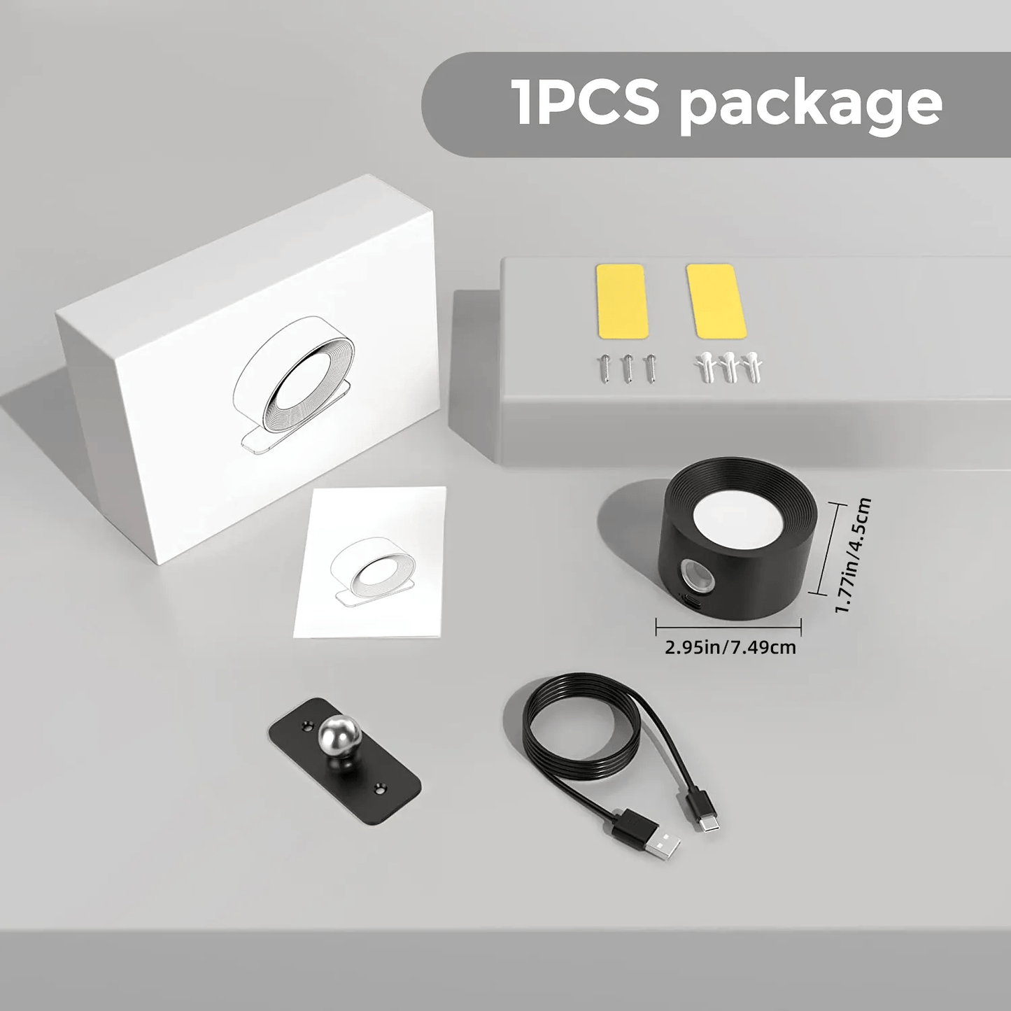 Trådløs, Dimbart Væglampe med 360° Rotation og Magnetisk Montering