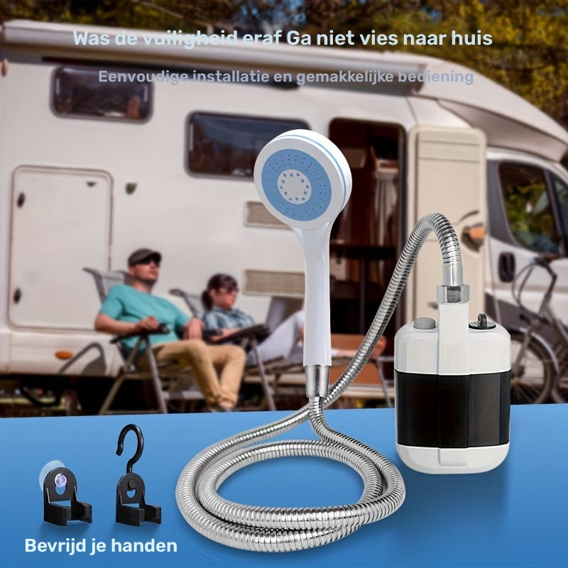 Bärbar campingdusch med vattenfiltersystem