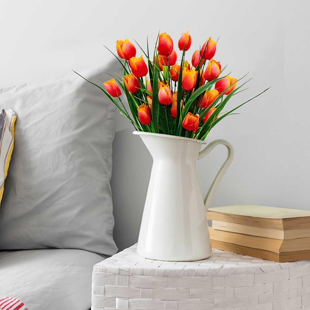 Sæt med 6 Holdbare Tulipanbuketter – UV-Beskyttede til Indendørs og Udendørs Dekoration