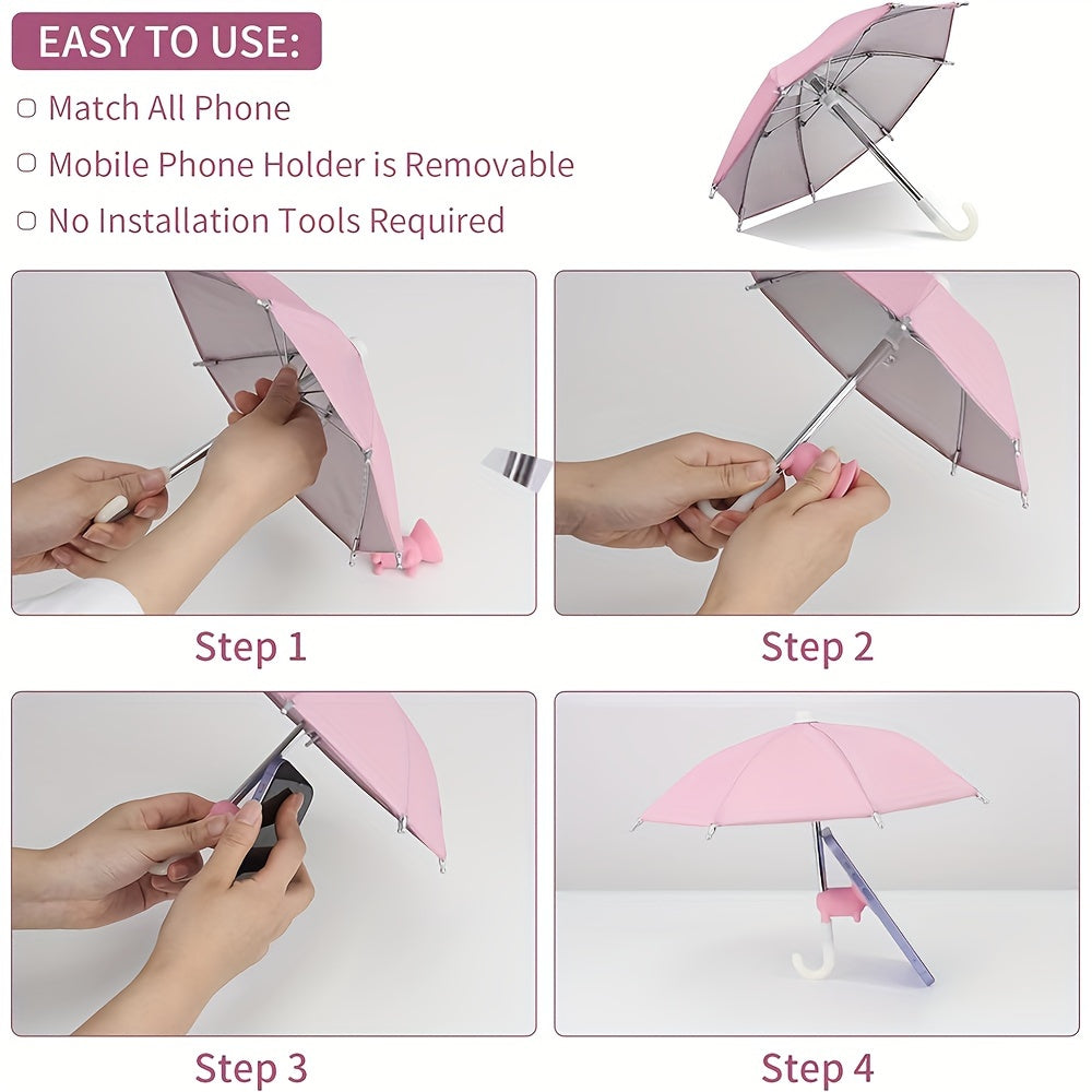 Mini parasol med sugekop – beskyt din mobil mod sol og regn på farten