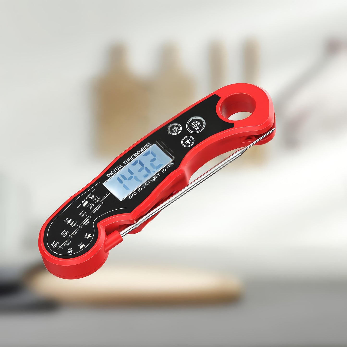 Blixtsnabb och exakt digital kötttermometer med LCD-display