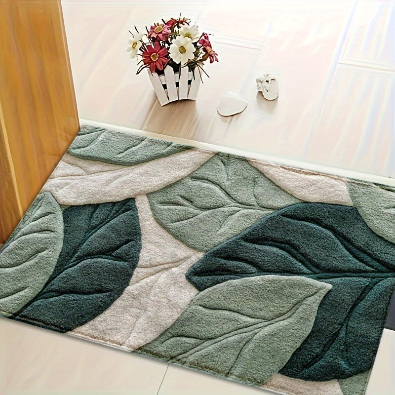 Mjuk och absorberande badrumsmatta med bladdesign