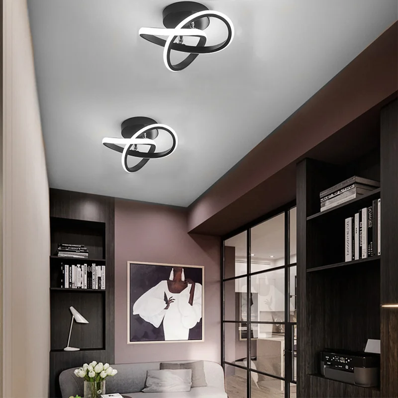 Moderne LED Loftslampe i Sort Metal - Energibesparende Design