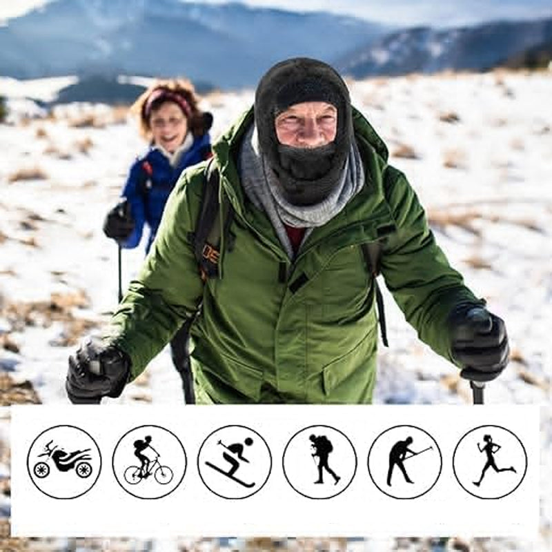 Skidmask med sherpahätta för kallt väder
