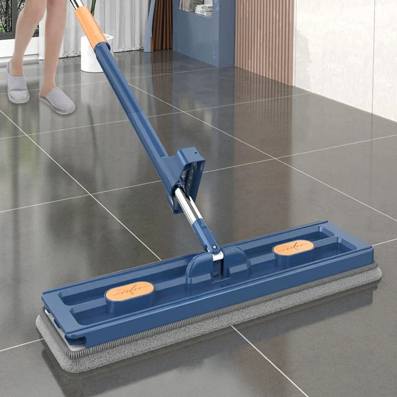 Mikrofiber Gulvmoppe med 360° Drejehoved og Håndfri Udstødningssystem - Til Parket, Fliser og Laminat