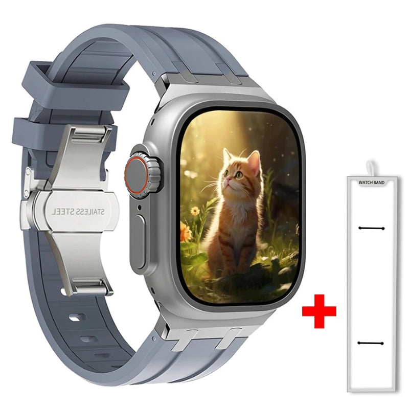 Silicone Urrem til Apple Watch med Elegant Titanium Lås