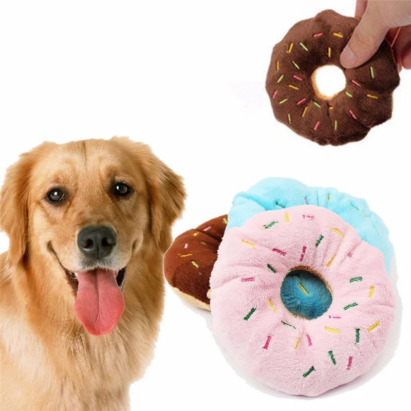 Blød og Sjov Hundelegetøj Donut med Indbygget Pivelyd