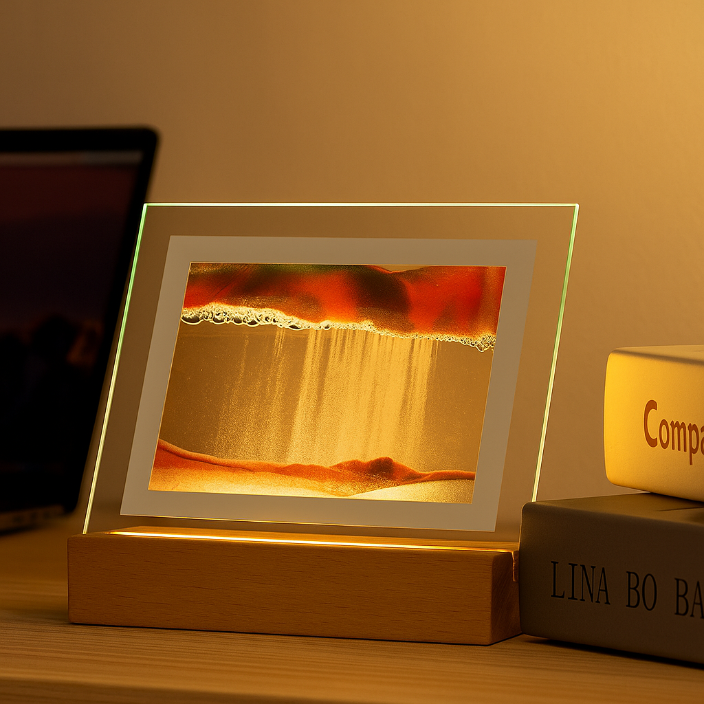 Sandkunst Lampe med Varmt LED Lys – Skab Stemning i Dit Hjem